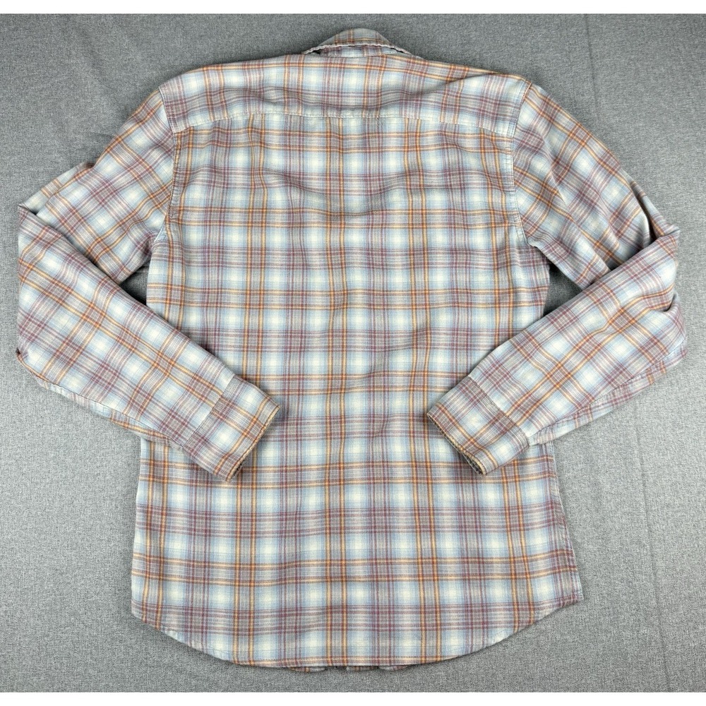 Wrangler Plaid Flannel Shirt Mens Small Blue Red Pearl Snap Western - Picture 2 of 12